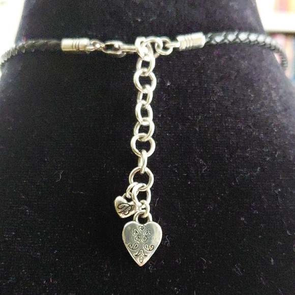 "Brighton" Ophelia Black Heart Pendant on Black Braided Leather Chain 16in chain - Picture 10 of 10